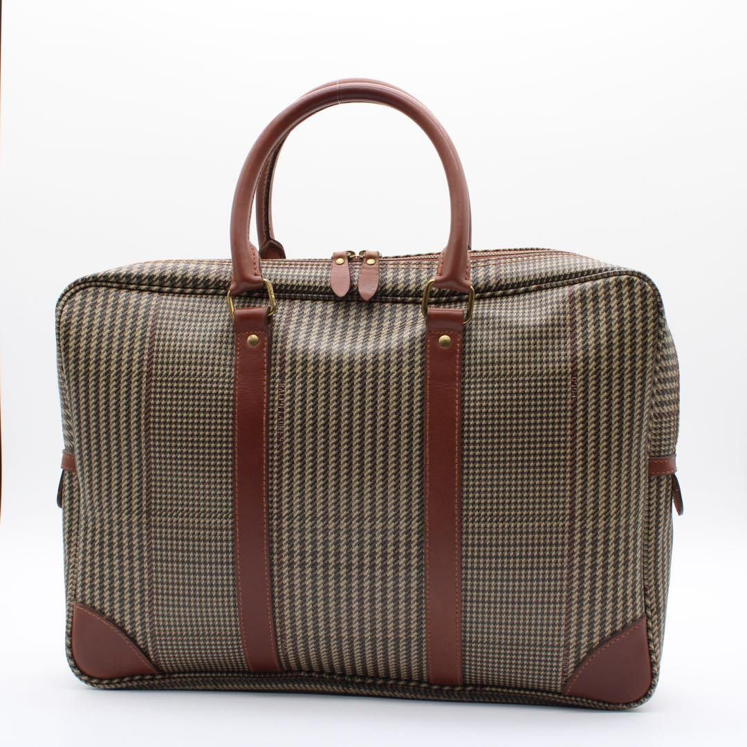 美品】Polo Ralph Lauren 千鳥格子 ビジネスバッグ ブラウン - メルカリ
