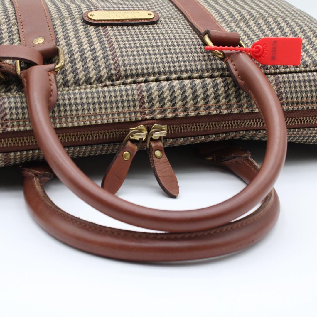 美品】Polo Ralph Lauren 千鳥格子 ビジネスバッグ ブラウン - メルカリ