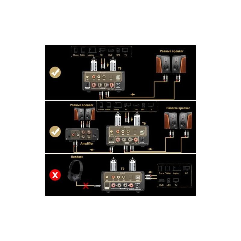 AIYIMA T9 Bluetooth 5.0 100W*2チューブアンプ 2.0チャンネル 真空管