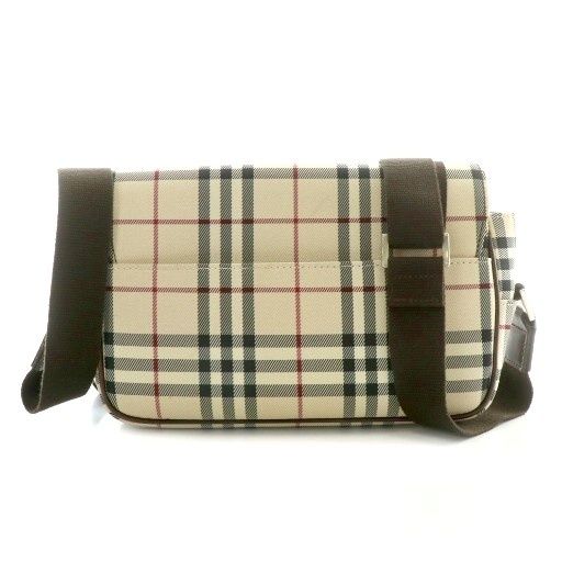 バーバリー BURBERRY メッセンジャーバッグ ショルダー ハンド ノバチェック レザー ロゴ ベージュ 赤 黒