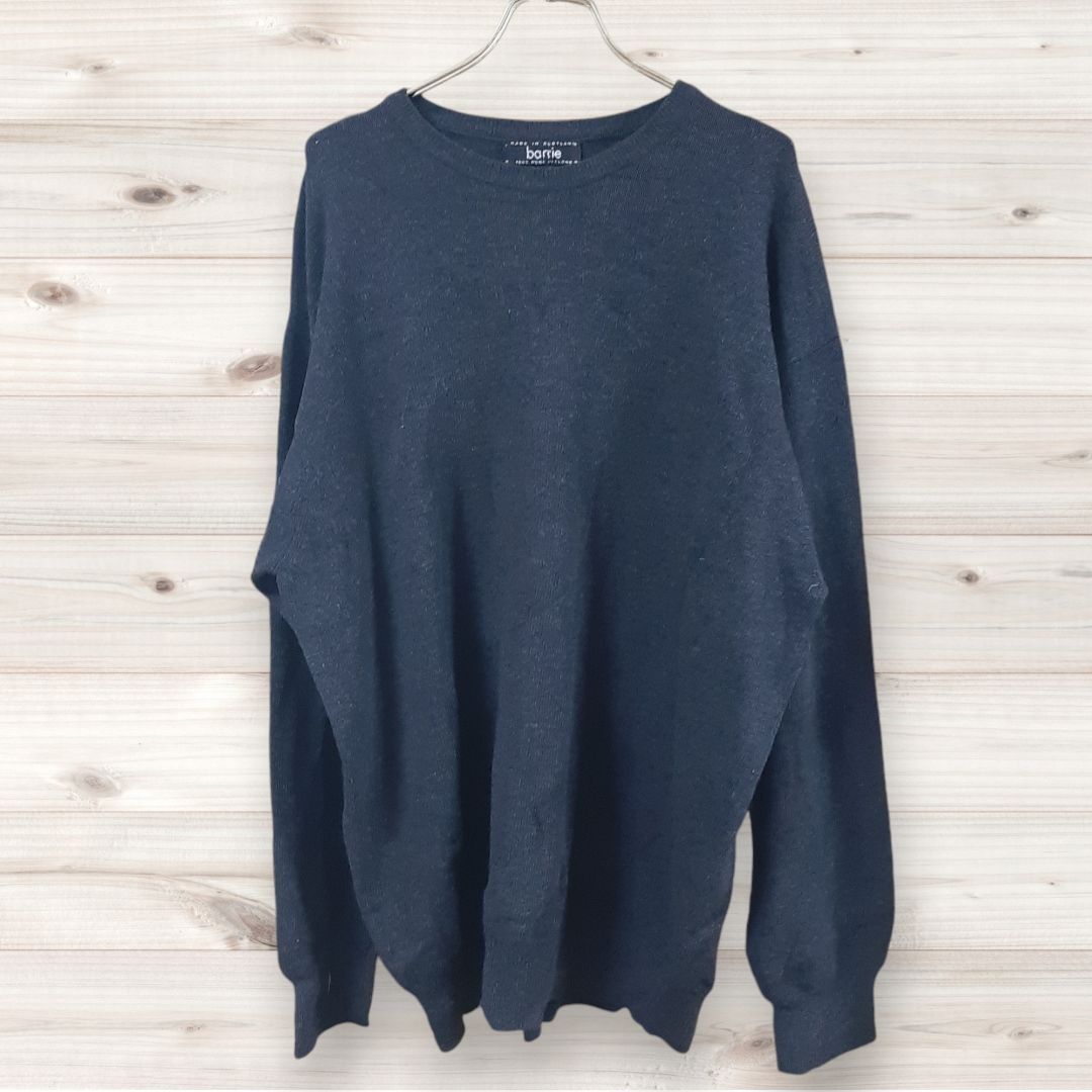 F 0268 バリー BARRIE ニット セーター 長袖 黒 ウール Uネック