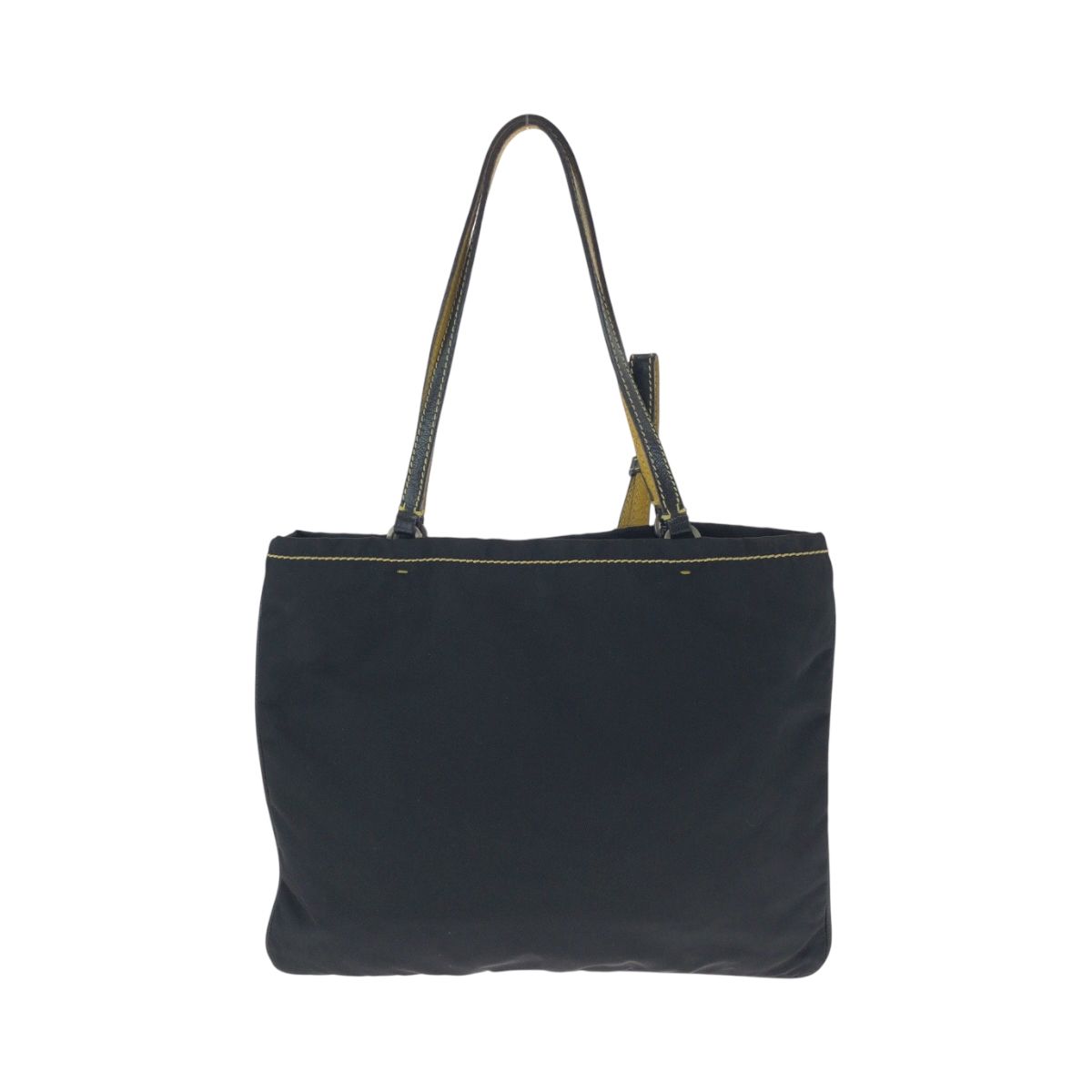 美品 PRADA プラダ テスート 三角ロゴプレート ブラック 黒 イエロー 