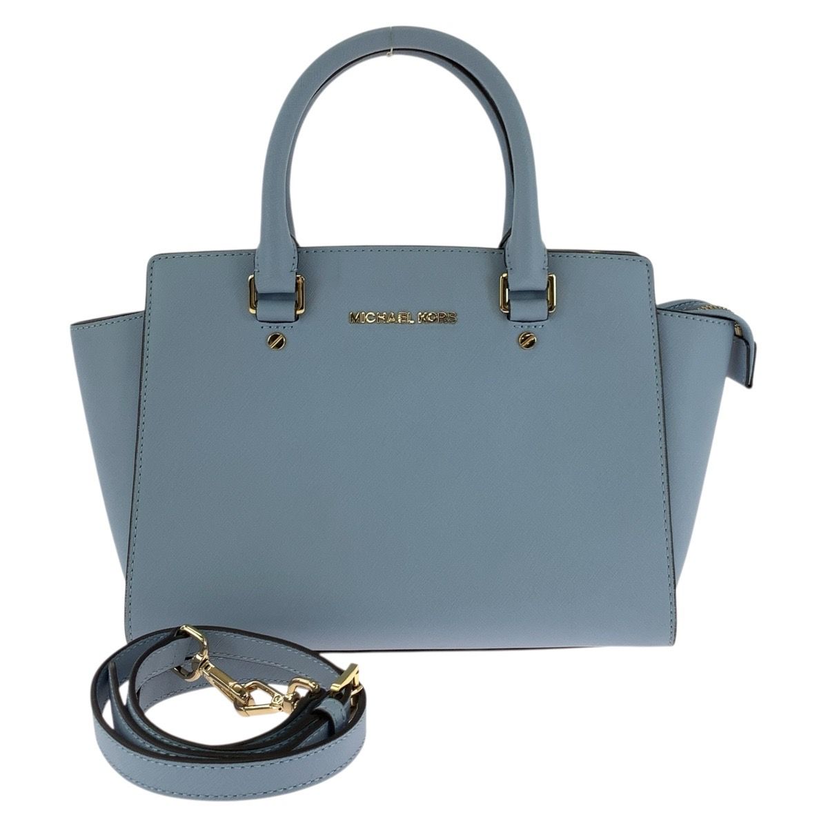 美品 Michael Kors マイケルコース ブルー ゴールド金具 レザー 