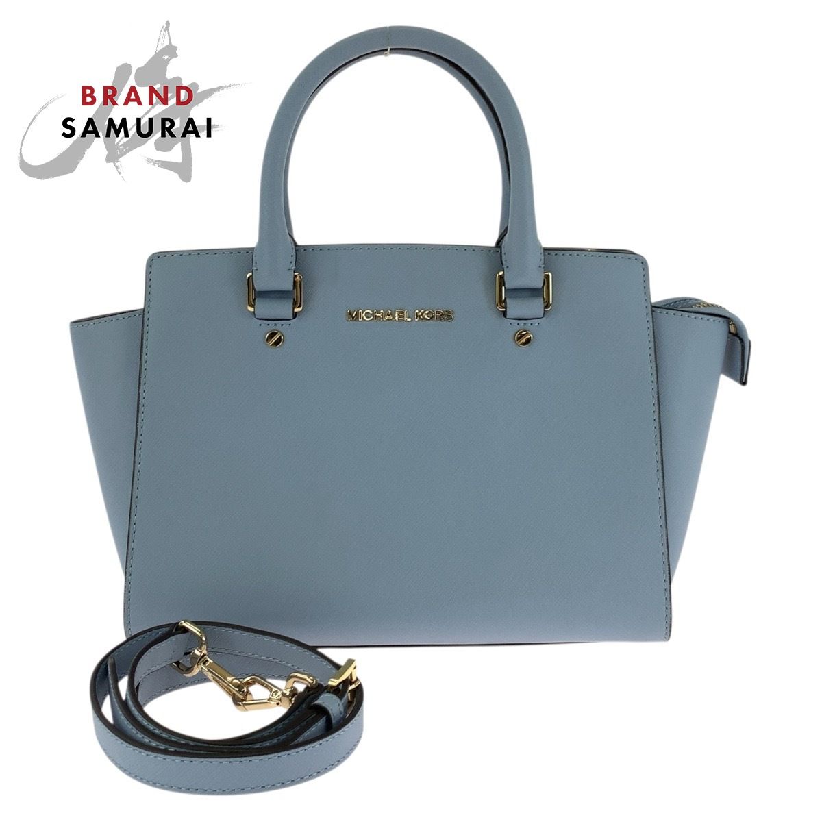 美品 Michael Kors マイケルコース ブルー ゴールド金具 レザー 