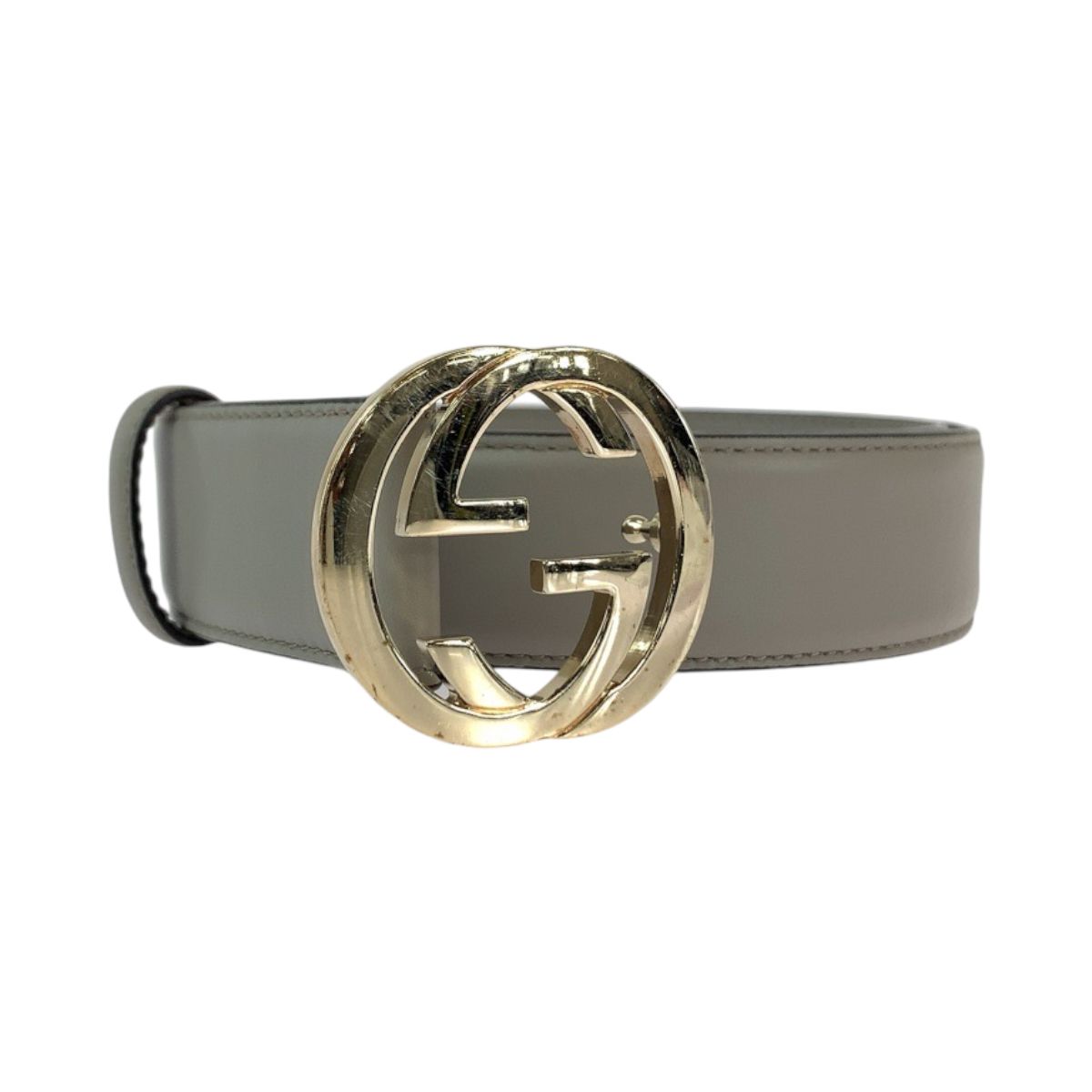 美品 GUCCI グッチ インターロッキング 80cm/32inc グレージュ ゴールド金具 レザー 546386 ベルト メンズ 408702【中古】 グッチ インターロッキング GUCCI 92THN 0 ネイビー