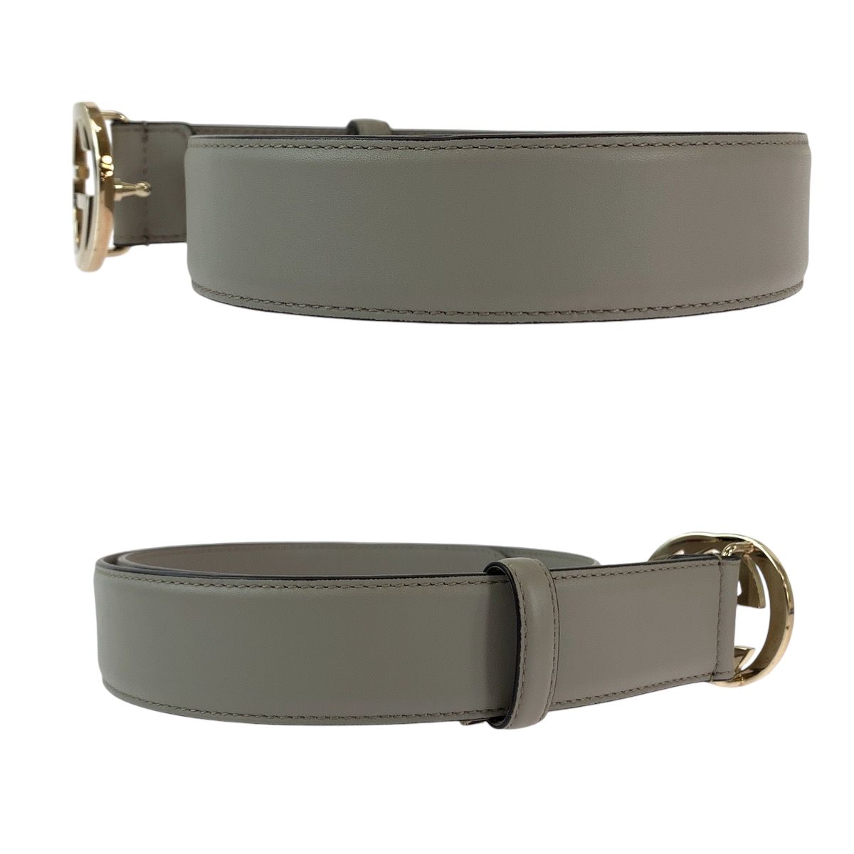 美品 GUCCI グッチ インターロッキング 80cm/32inc グレージュ ゴールド金具 レザー 546386 ベルト メンズ 408702【中古】 グッチ インターロッキング GUCCI 92THN 0 ネイビー