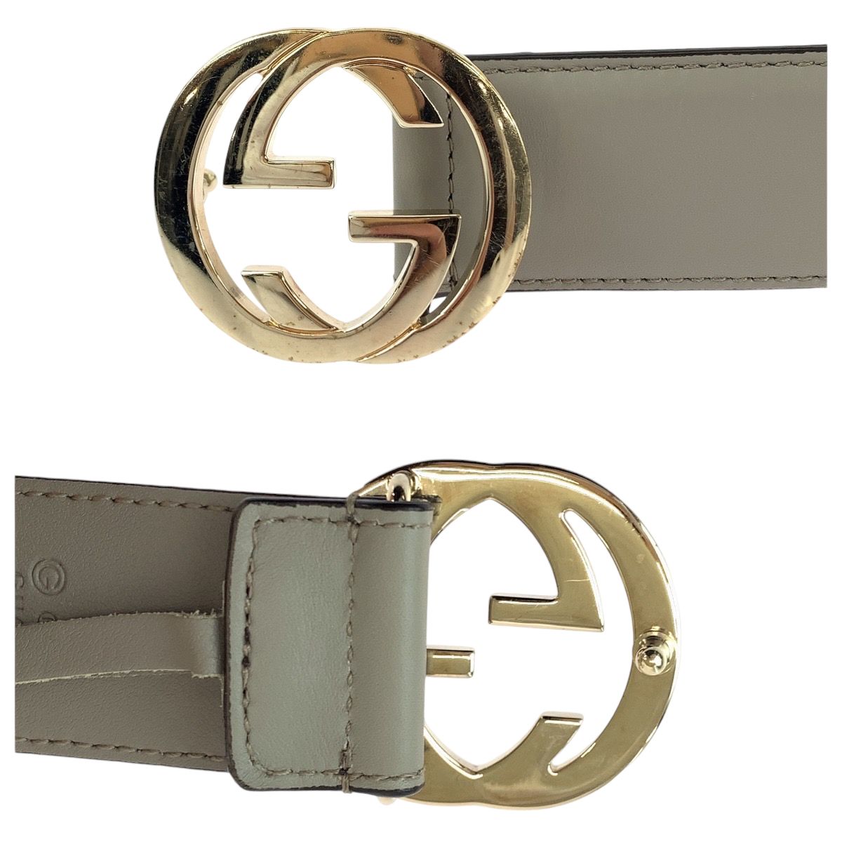 美品 GUCCI グッチ インターロッキング 80cm/32inc グレージュ ゴールド金具 レザー 546386 ベルト メンズ 408702【中古】 グッチ インターロッキング GUCCI 92THN 0 ネイビー