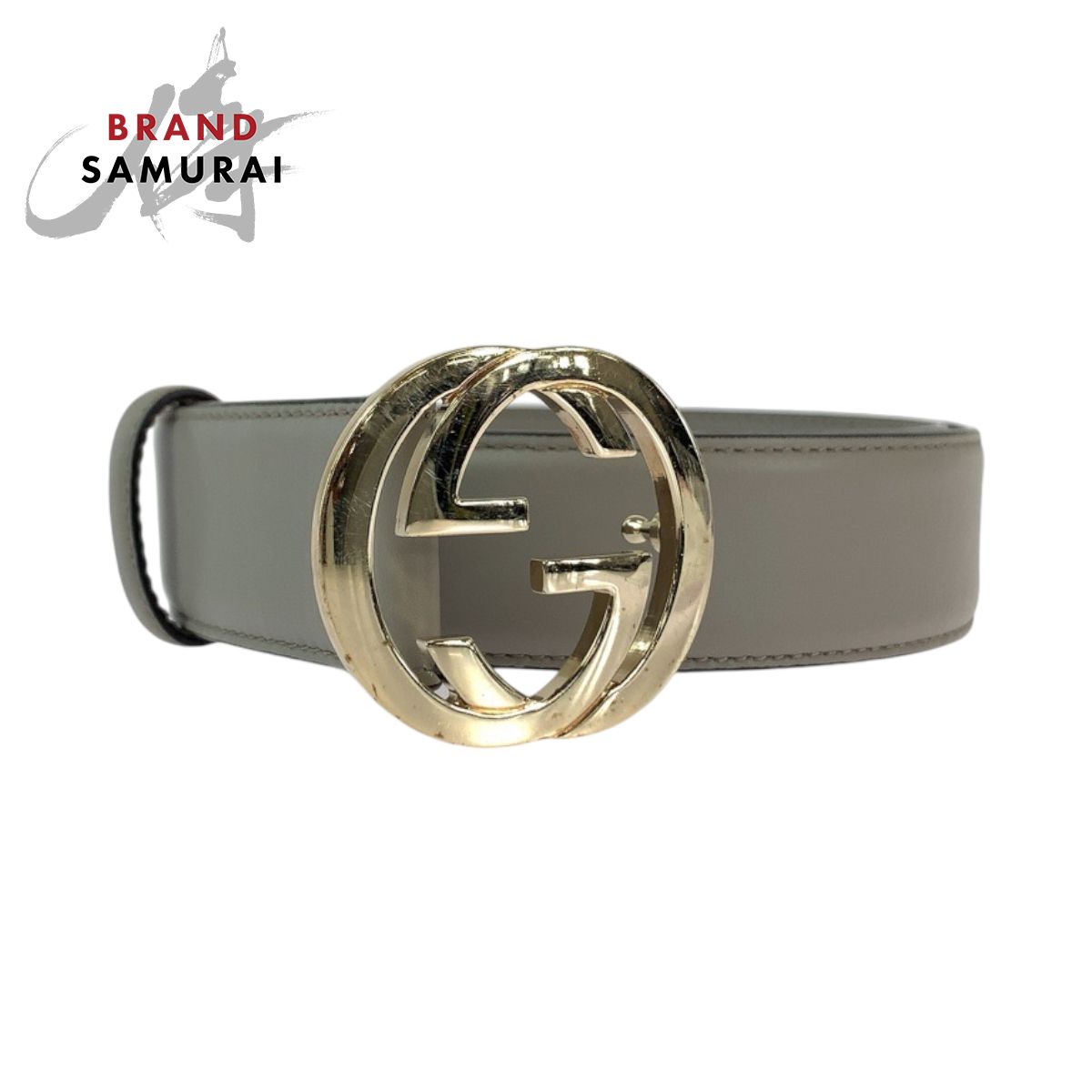 美品 GUCCI グッチ インターロッキング 80cm/32inc グレージュ ゴールド金具 レザー 546386 ベルト メンズ 408702【中古】 グッチ インターロッキング GUCCI 92THN 0 ネイビー