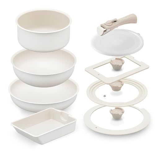 アイリスオーヤマ フライパン 9点セット ダイヤモンドコートパン マルチエッグパン入り 蓋付き IH ガス火対応 こびりつきにくい お手入れ簡単 MEGI-9 S クリームホワイトp bc 2 e 6978