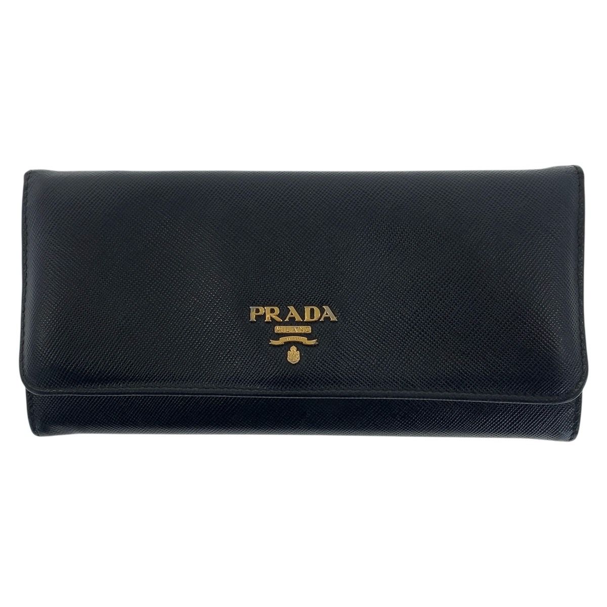 PRADA プラダ サフィアーノ ブラック 黒 ゴールド金具 レザー 長財布