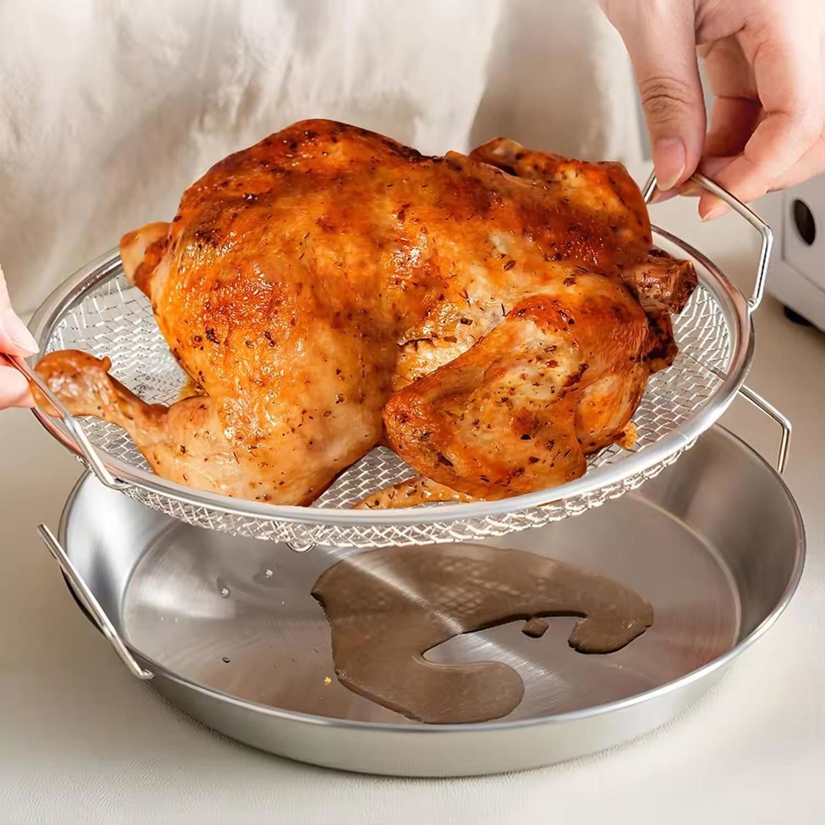 油切り＆野菜洗い】ステンレス製オイルドレインラック＆トレイ