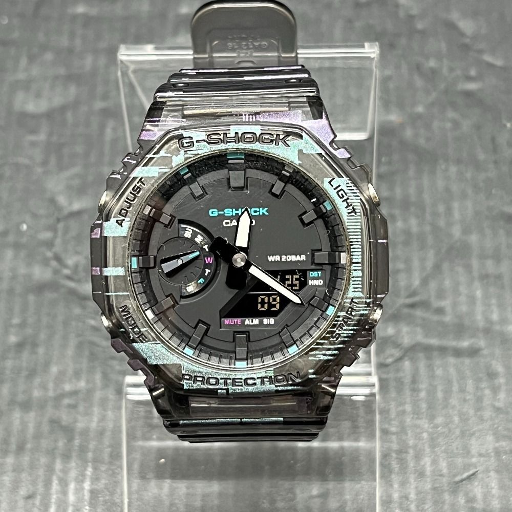 06 w 15757 カシオ CASIO G SHOCK Gショック ANALOG DIGITAL 2100 SERIES ブラック クリア系 GA NN 1 AJF 腕時計 品
