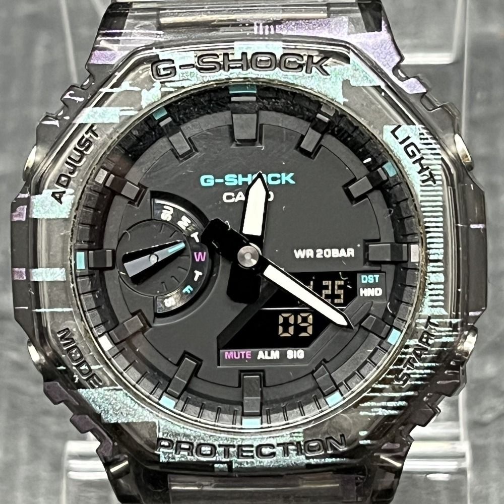 06 w 15757 カシオ CASIO G-SHOCK Gショック ANALOG-DIGITAL 2100 SERIES ブラック クリア系 GA-2100 NN-1 AJF 腕時計 品