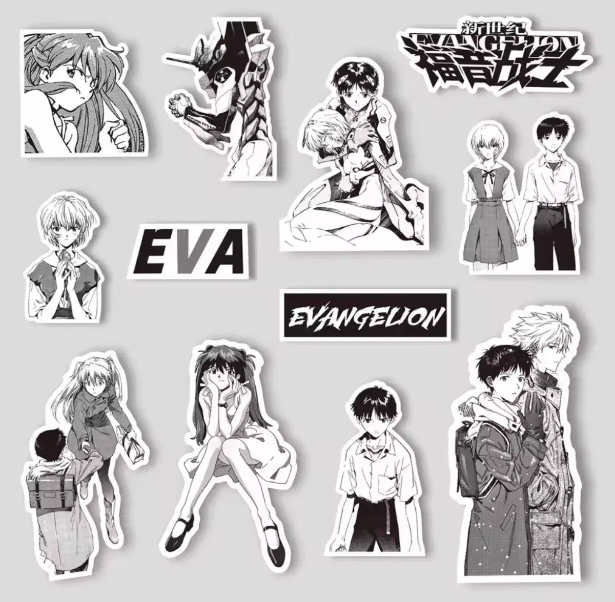 エヴァンゲリオン EVA 黒白 ステッカー セット 70個