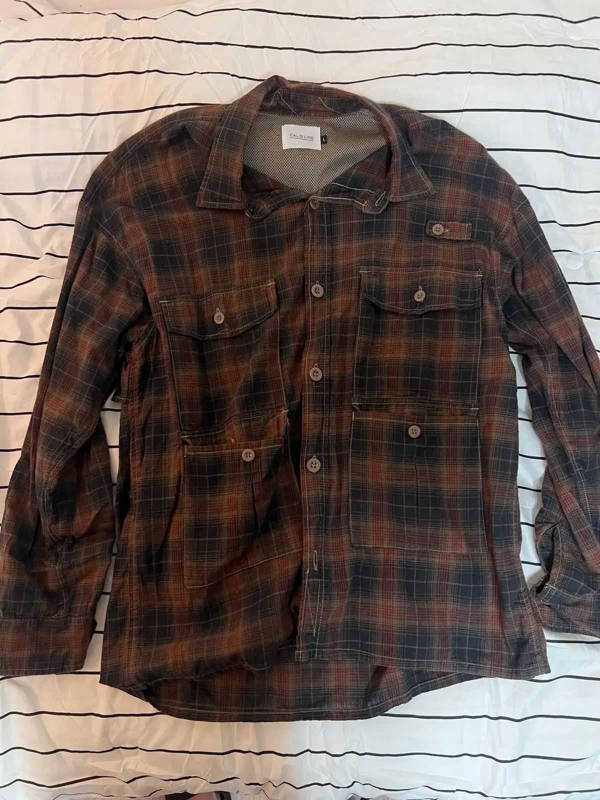 カール Ｏ LINE ディテール シャツ チェック柄 Lサイズ