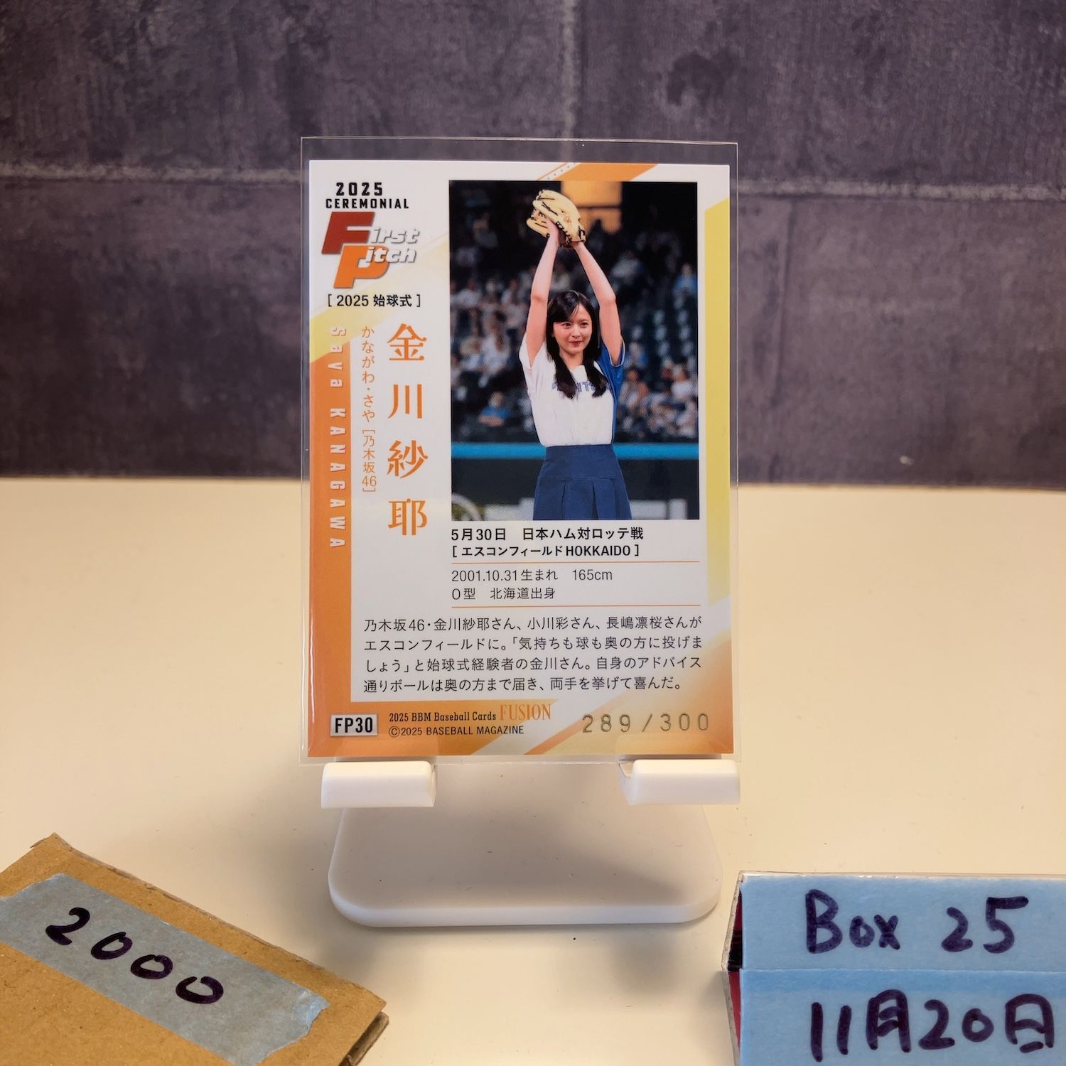 2025 BBM Fusion 金川紗耶 289/300 北海道日本ハムファイターズ 乃木坂