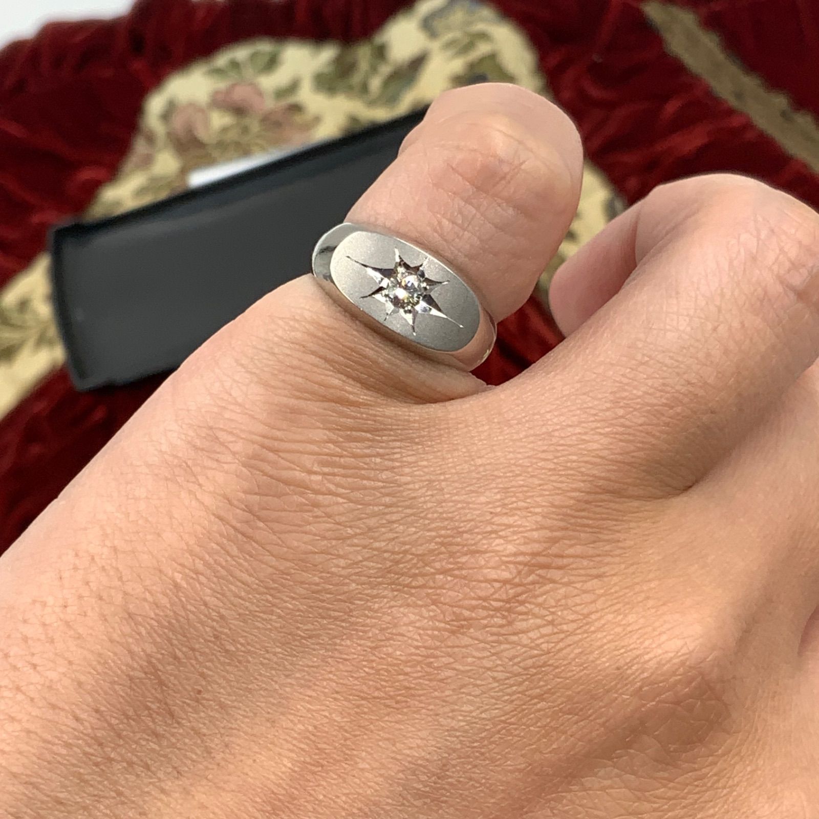 Pt850 ダイヤモンド メンズ リング】プラチナ 印台 0.56ct ダイヤ 指輪