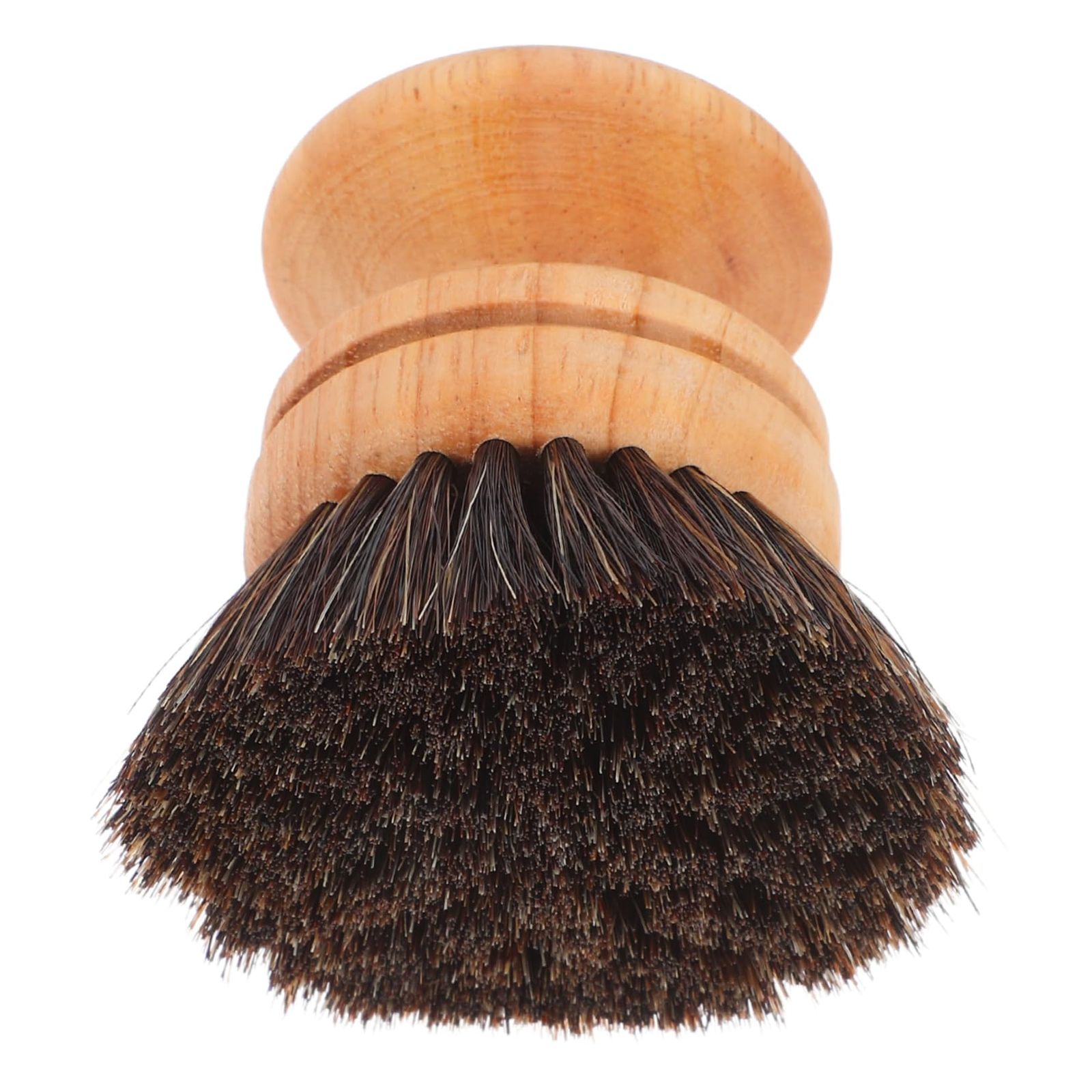 FRCOLOR スクラブディッシュブラシ 馬毛 木製ハンドル 食器洗い キッチン シンク用 フライパン 兼用 コンパクト 7.5×7×5cm 洗剤併用可 しっかり洗浄 傷つけにくい 長持ち 乾きやすい 無垢材 持ちやすい 掃除用 1個