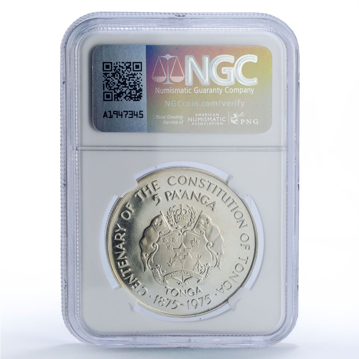 トンガ 5 パアンガ憲法 トゥポウ 4 世 歴史 政治 PF65 NGC 銀貨 1975