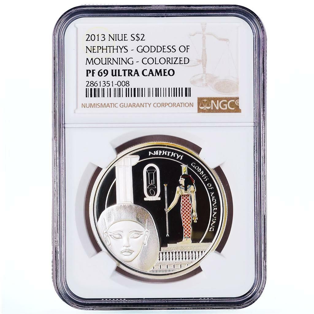 ニウエ 2ドル 世界神話 オシリス ネフティスの物語 PF 69 NGC シルバー 2013