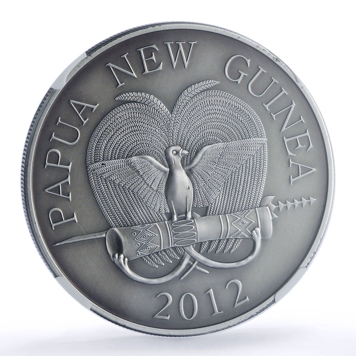 パプア ギニア 5キナ トゲアリクイ 野生動物 動物相 MS 70 NGC 銀貨 2012年