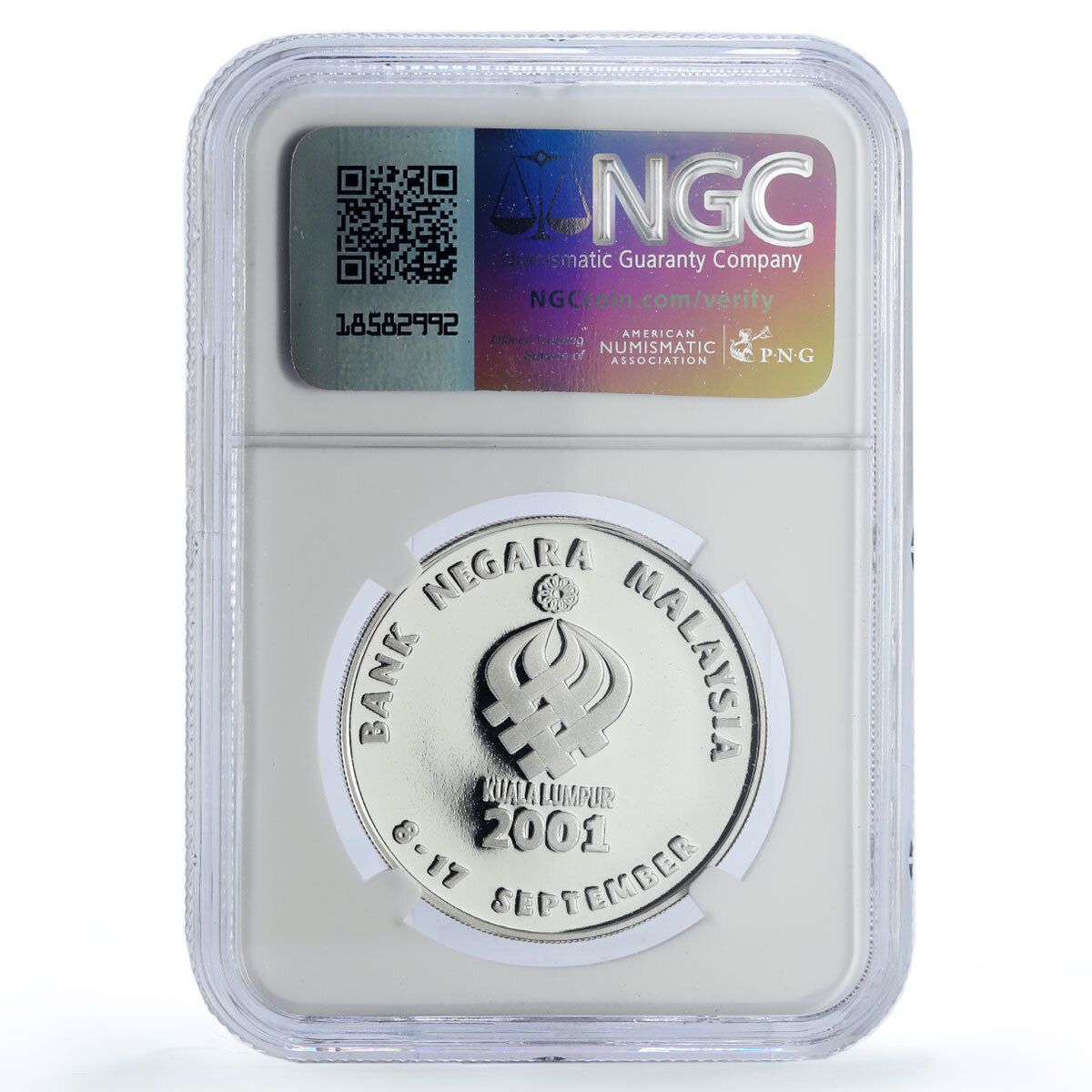 マレーシア 10 リンギット 第 21 回 Sukan Sea Games スポーツ PF 69 NGC 銀貨 2001