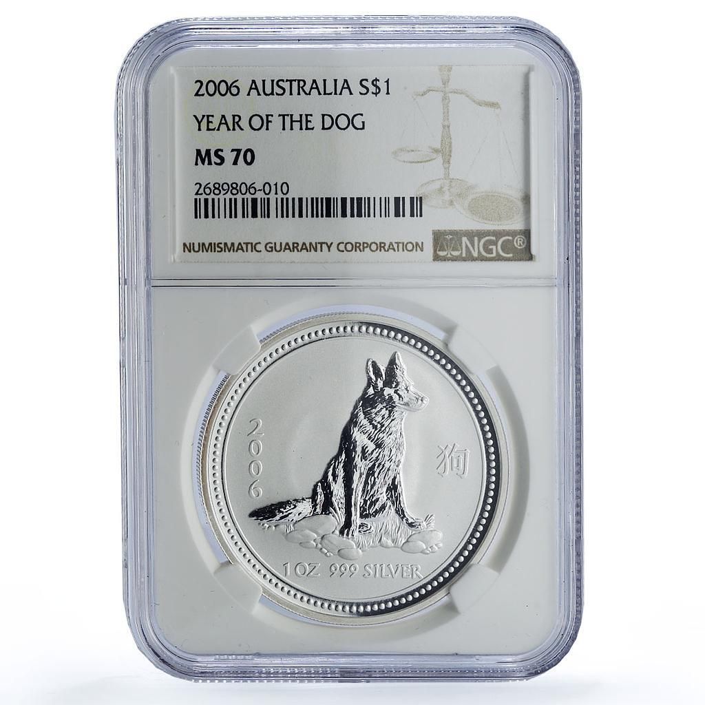 アトラリア 1ドル 戌年 太陰暦シリーズ1 MS70 NGC銀貨 2006年 - メルカリ