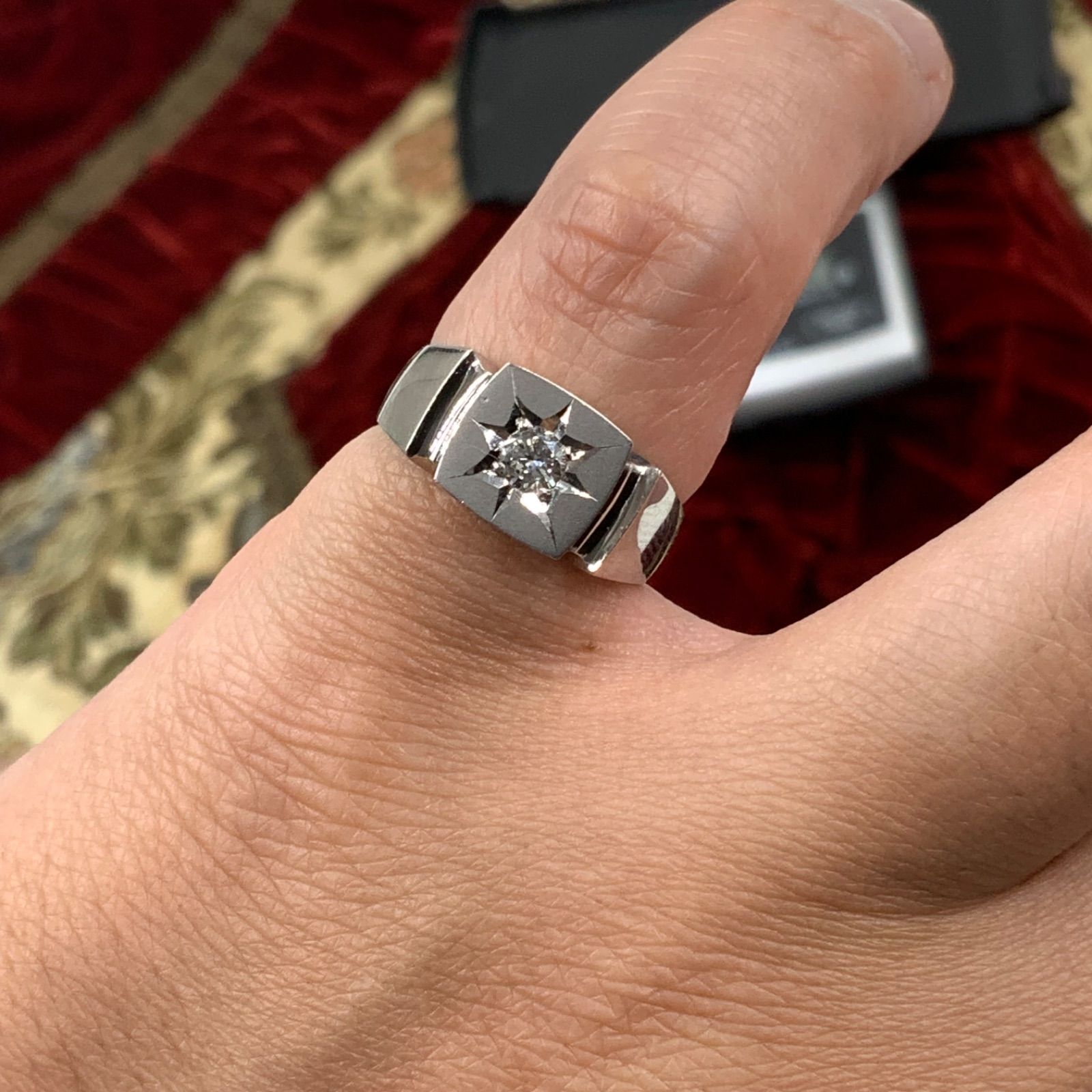 ダイヤモンドリングpt850 Pt850 印台 ダイヤモンドリング 8.7g 0.17ct 約12号 - メルカリ