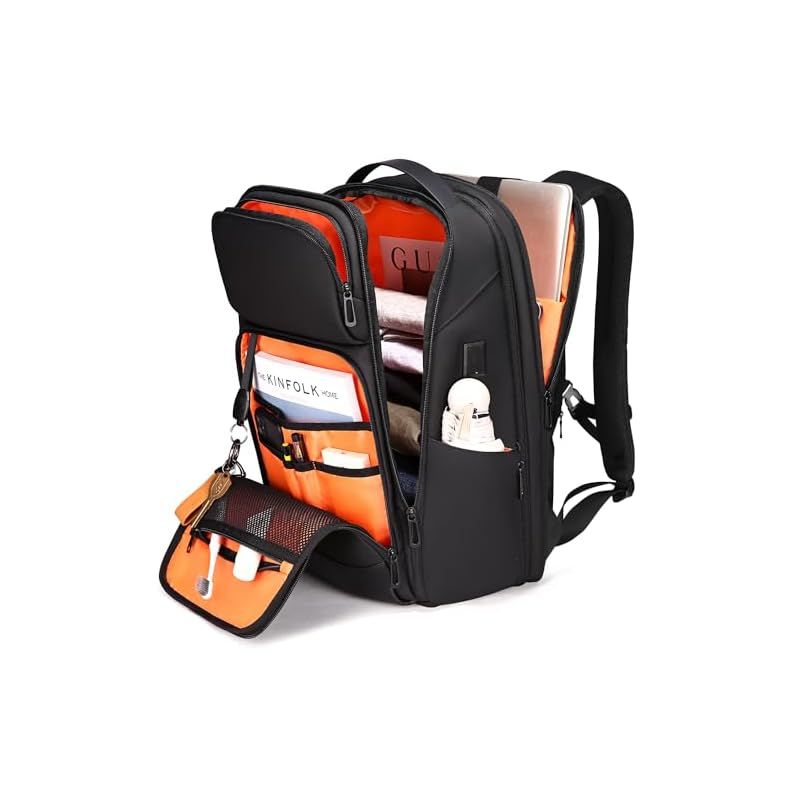 リュック メンズ ビジネスリュック リュックサック 大容量 PCラップトップバック 防水 17インチ ビジネスバッグ マチ拡張 USB充電ポート 黒 型崩れ防止 通学 通勤 出張 1