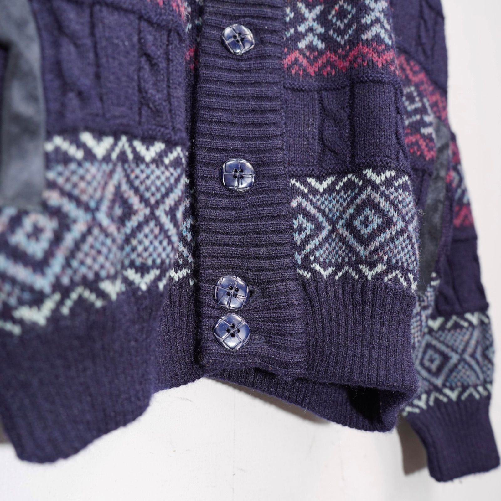 EU VINTAGE tris line PATTERNED DESIGN KNIT BLOUSON/ヨーロッパ古着 