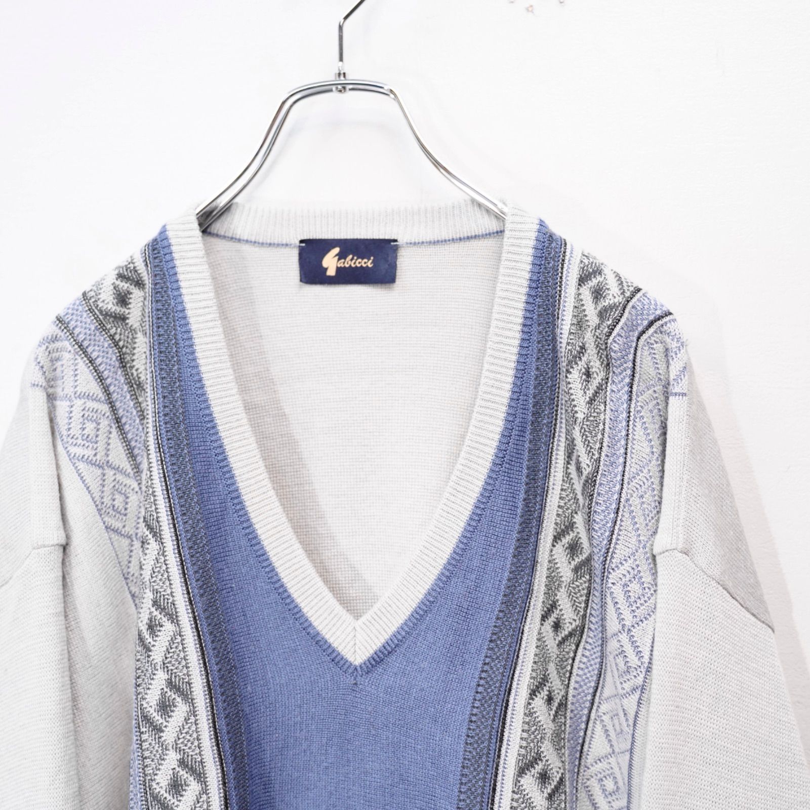 EU VINTAGE Gabicci EMBROIDERY PATTERNED DESIGN KNIT/ヨーロッパ古着 