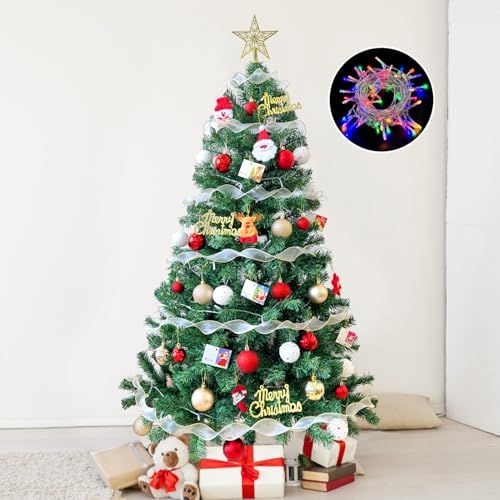 ツリー 120 cm 150 christmas tree 新モデル 電池式 8パターンのLEDライト オーナメントセット スリム 北欧 豊富な枝数 組立簡単 収納便利 おしゃれ グッズ 保護用手袋付き c 83 b 88 da
