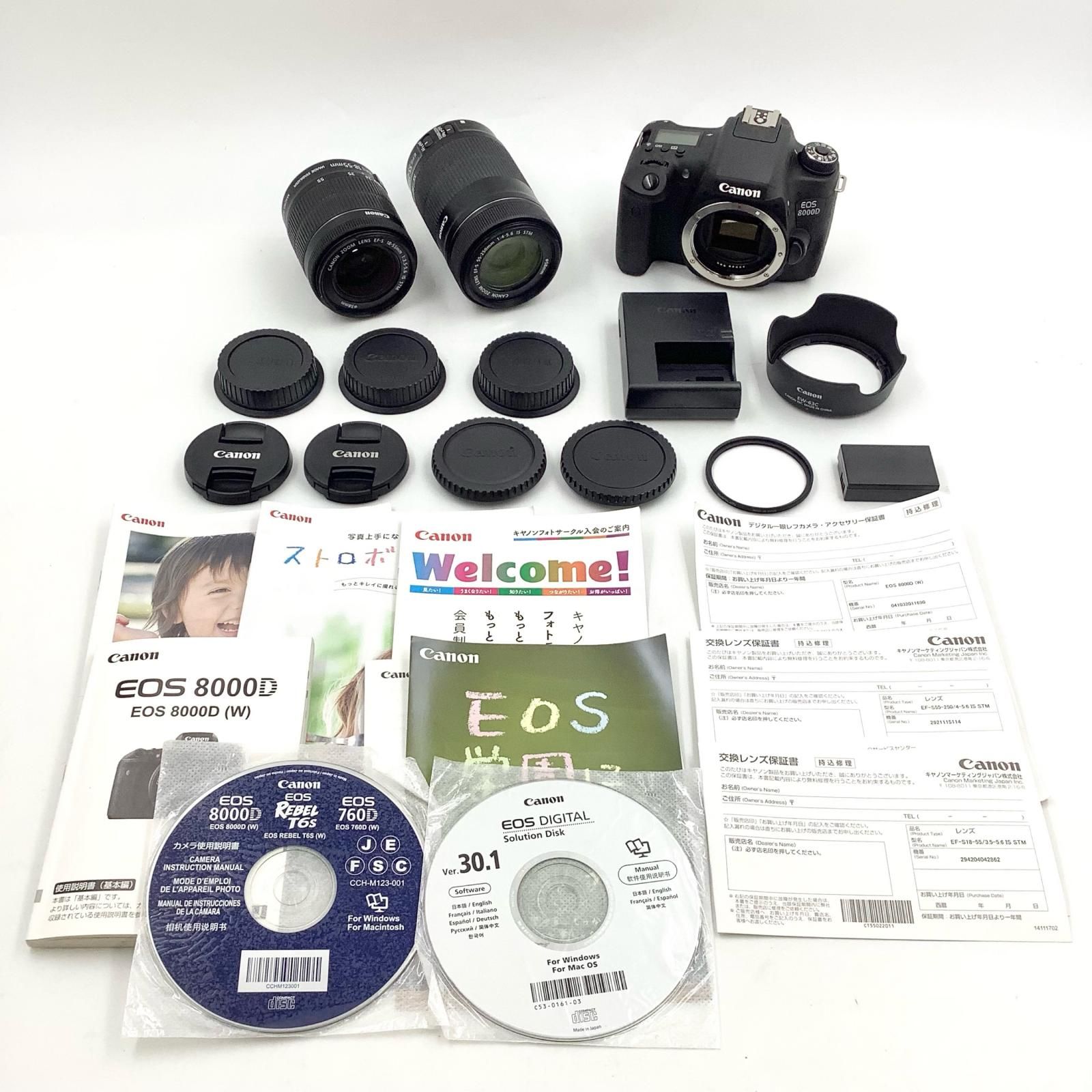 Canon デジタル一眼 EOS 8000D ダブルズームキット ブラック 美品 動作