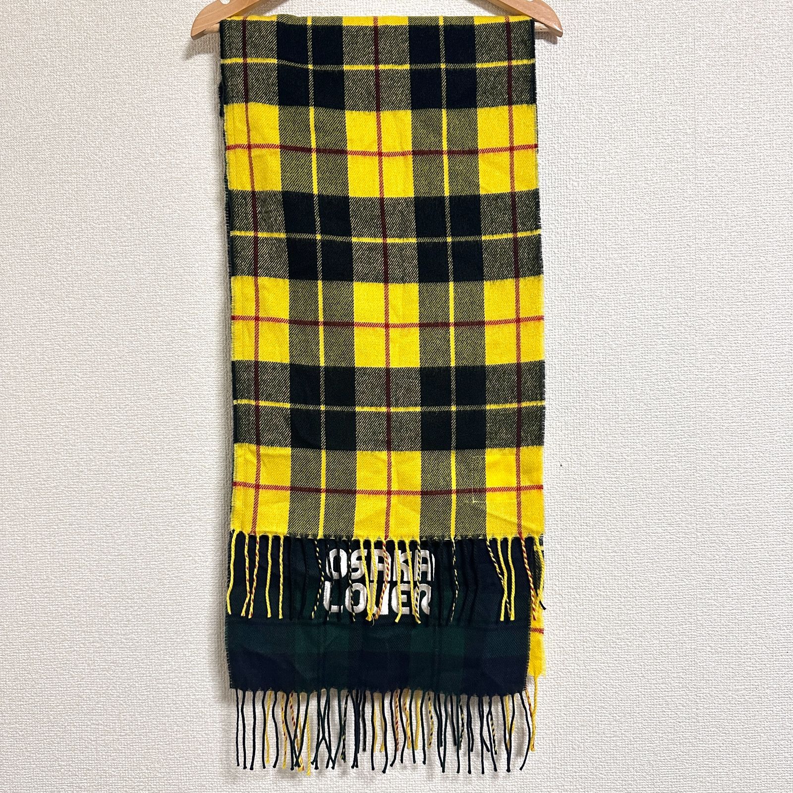 ケイタマルヤマ ドリカム コラボ 大衣装展覧会オフィシャルグッズ Combination Check ストール 刺繍入り チェック柄 フリンジマフラー イエロー グリーン 60 160 cm