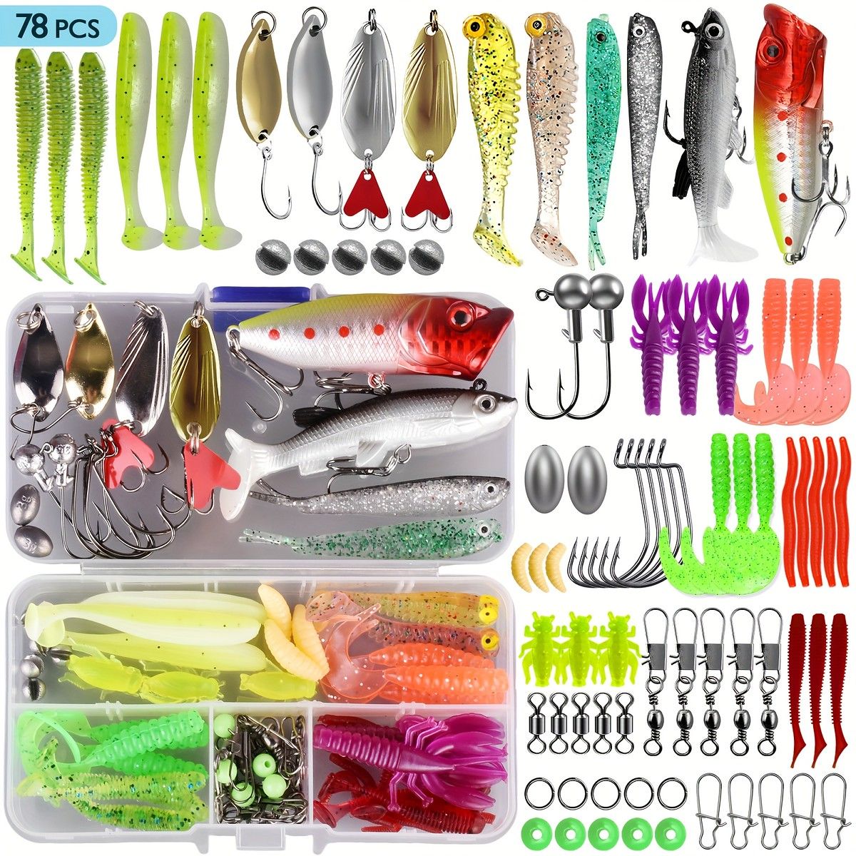 初心者も安心】ルアーセット 78/106/188/361個 マルチセクション 釣り