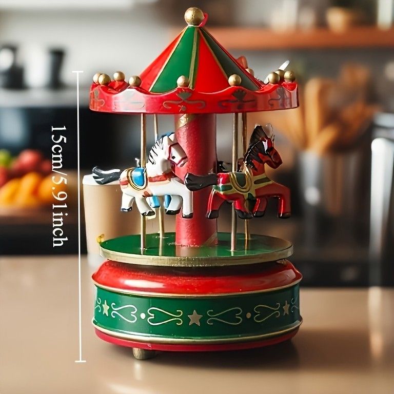 オルゴール】回転木馬メリーゴーランド 8曲収録 手巻き式 電池不要