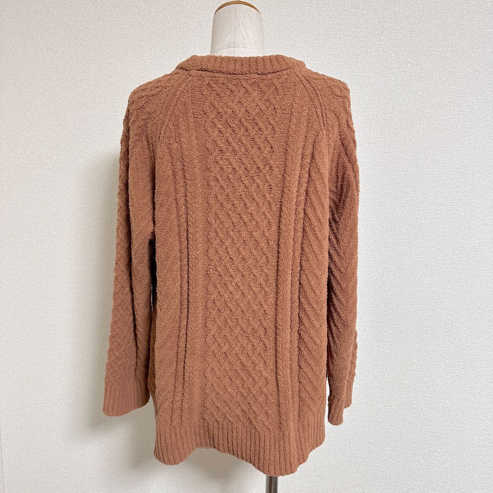 ジェラートピケ Lotus ブラウン ケーブルニット ルームウェアセット