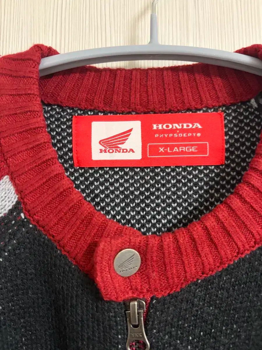 ホンダ Honda ニット ジップアップ ジャケット レッド ブラック X-Large