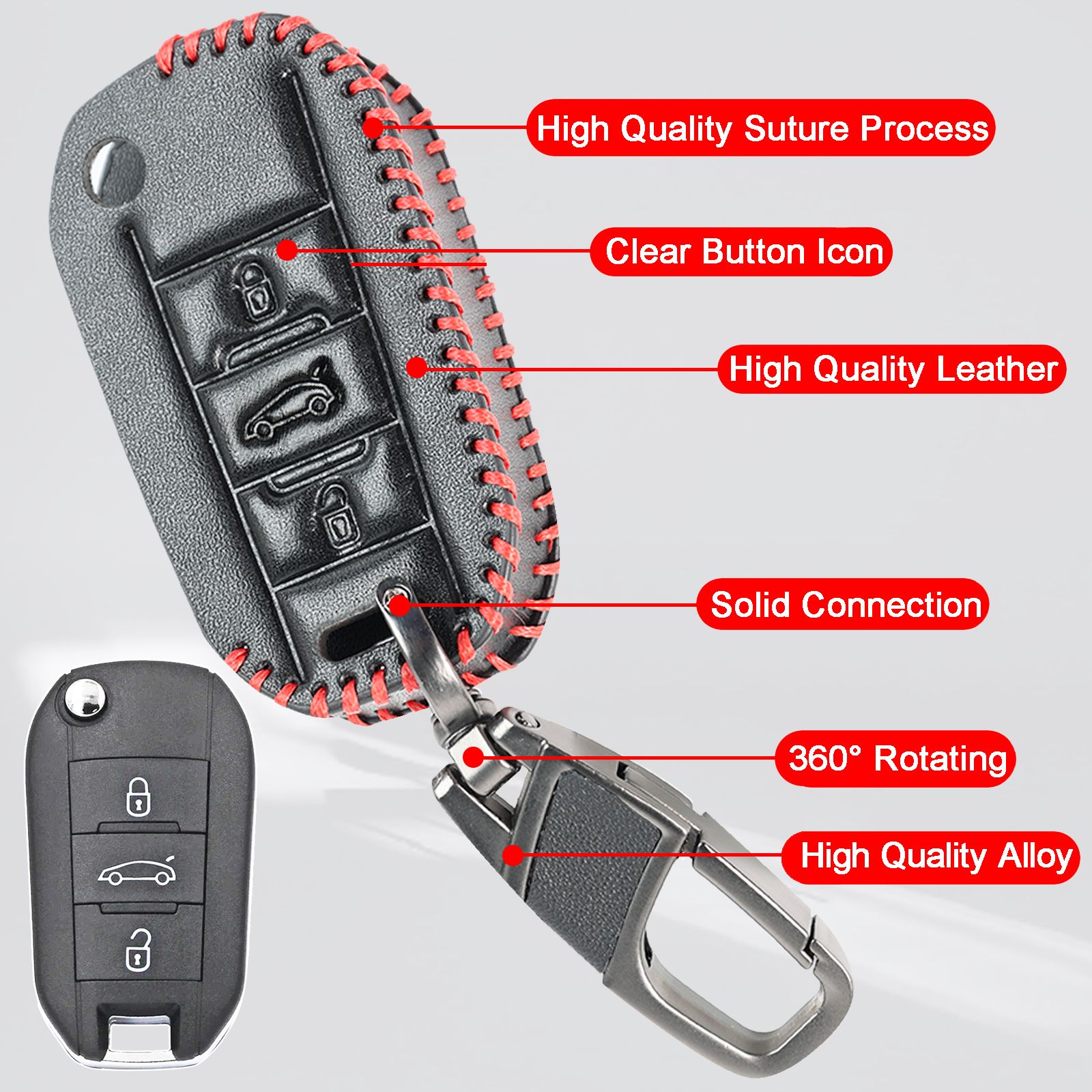 L字型ピッチャープロテクター リモートPUレザーキーフォブチェーンリングカバーケースホルダー