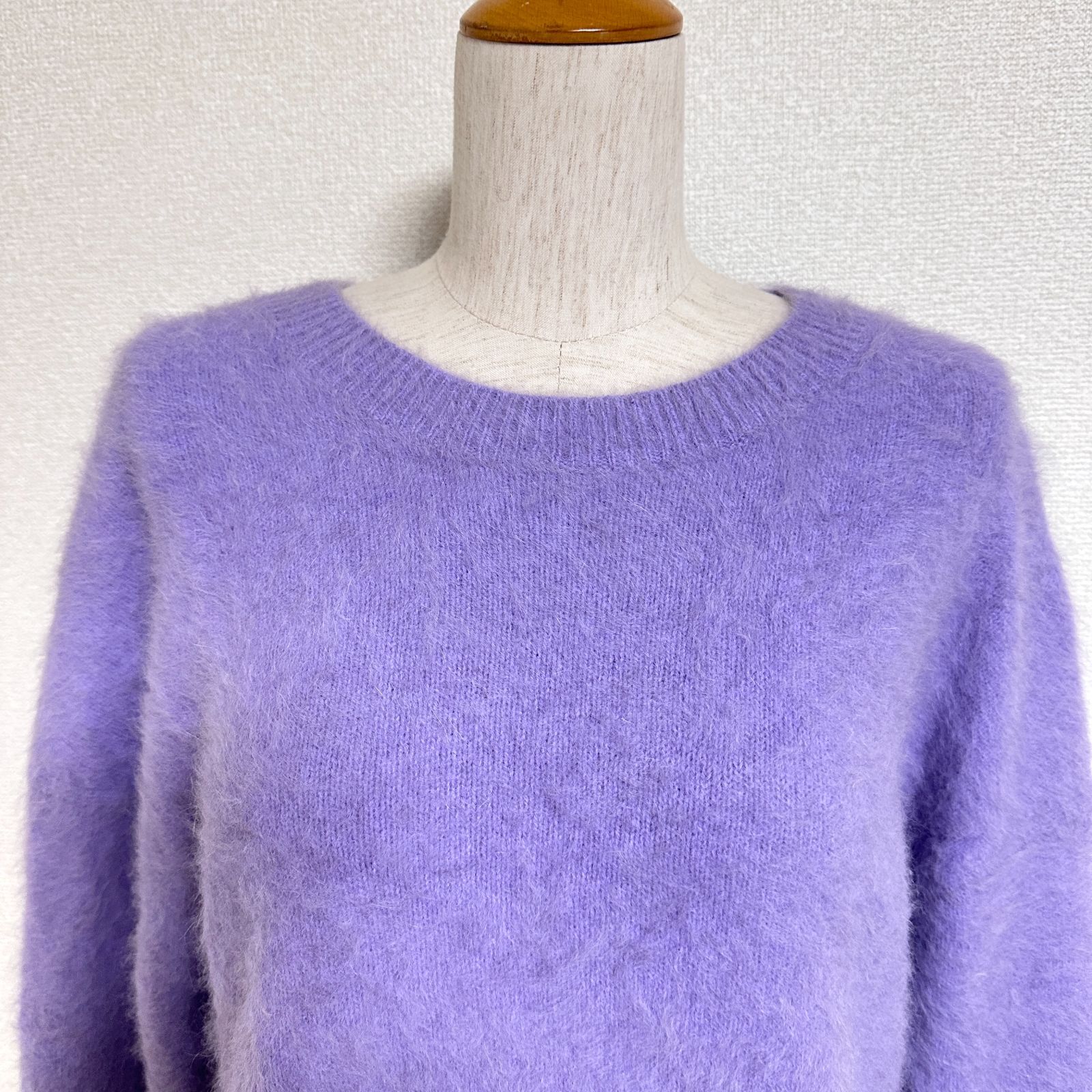 コラージュガリャルダガランテ 22 AW ふわふわ フォックスカシミヤプルオーバー ゆったりめ クルーネック ニットプルオーバー パープル