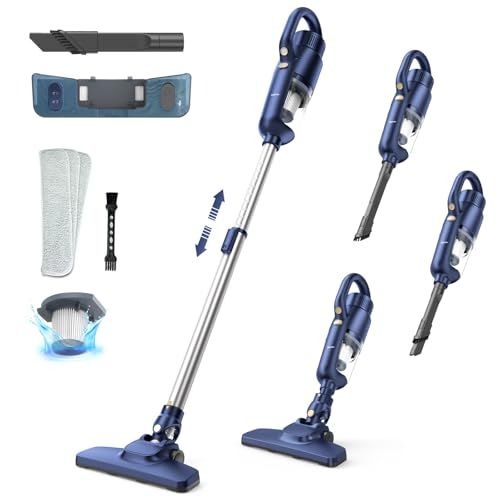 水拭き掃除機 2in1コードレススティック掃除機 乾湿両用 パワフル吸引力 コードレス掃除機 サイクロン式 超軽量 スティッククリーナー 【45kPa