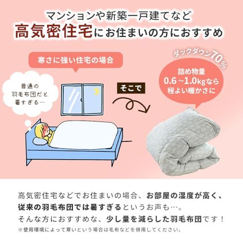  西川 羽毛布団 シングル 冬 ecoダウン 洗浄度1000 mm ダックダウン70 0.6 kg 掛け布団 冬用 シングルロング 合掛け 立体キルト ニオイが少ない 国産p e 2 c 4189 d その他 キッチン 食器