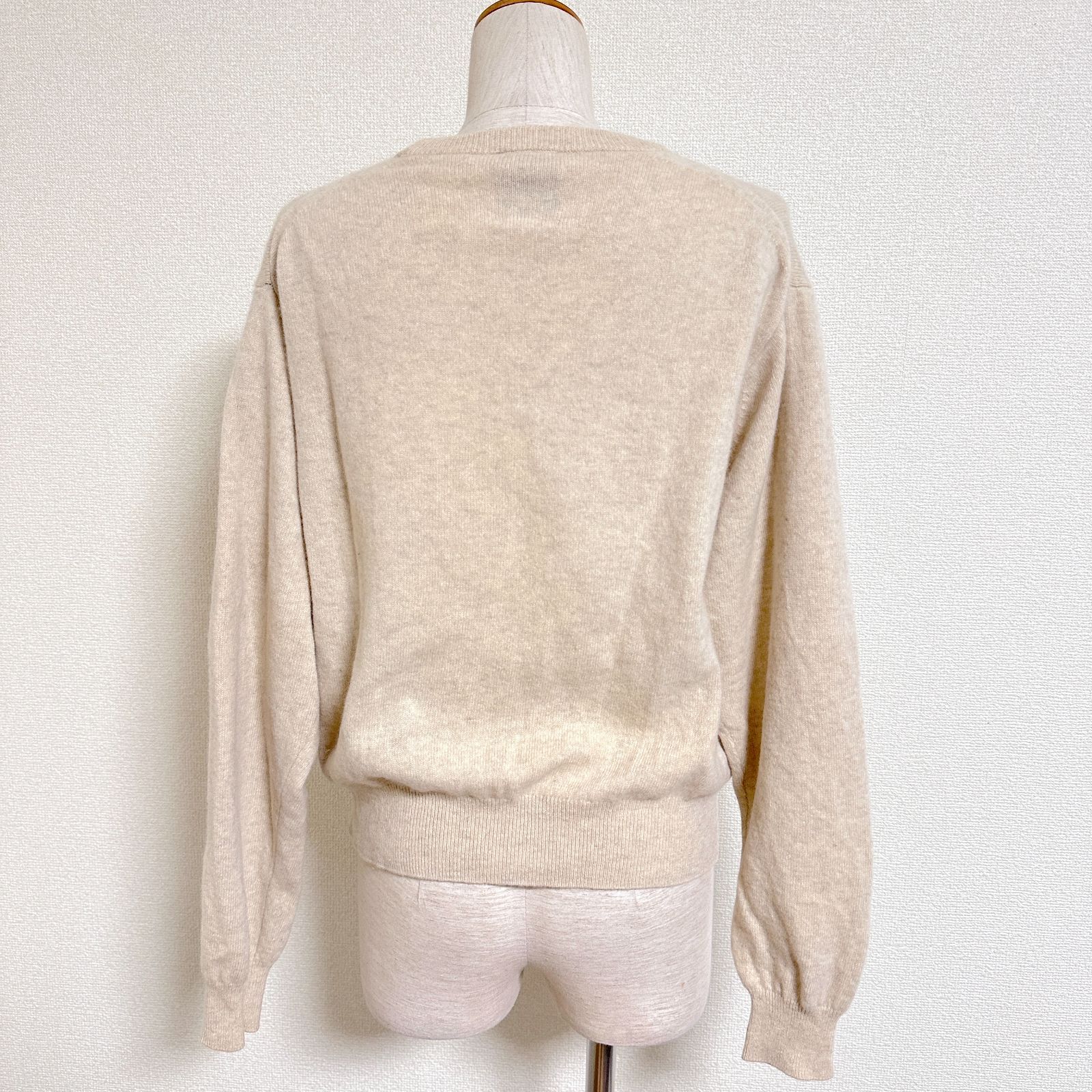  DANTON ラムズウールクルーネックプルオーバー ロングスリーブ DT-D 0027 LMW ラムウールニットプルオーバー ベージュ 36 S-M相当 長袖 ニット セーター