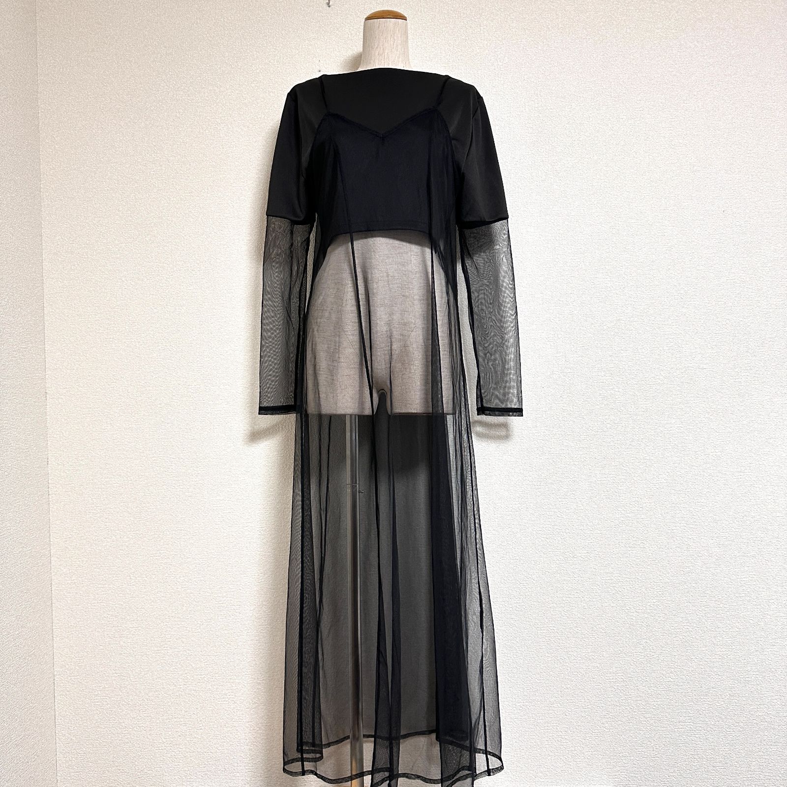 AMERI 22AW 2WAY SKIN DOCKING SET DRESS コンパクトトップス&シアー 