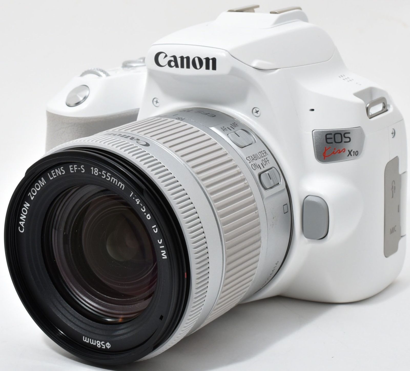 キヤノン デジタル一眼 CANON EOS Kiss X 10 ホワイト レンズキット Wi Fi ＆ Bluetooth SDカード付き 届いてすぐに使える スマホに転送 長期保証