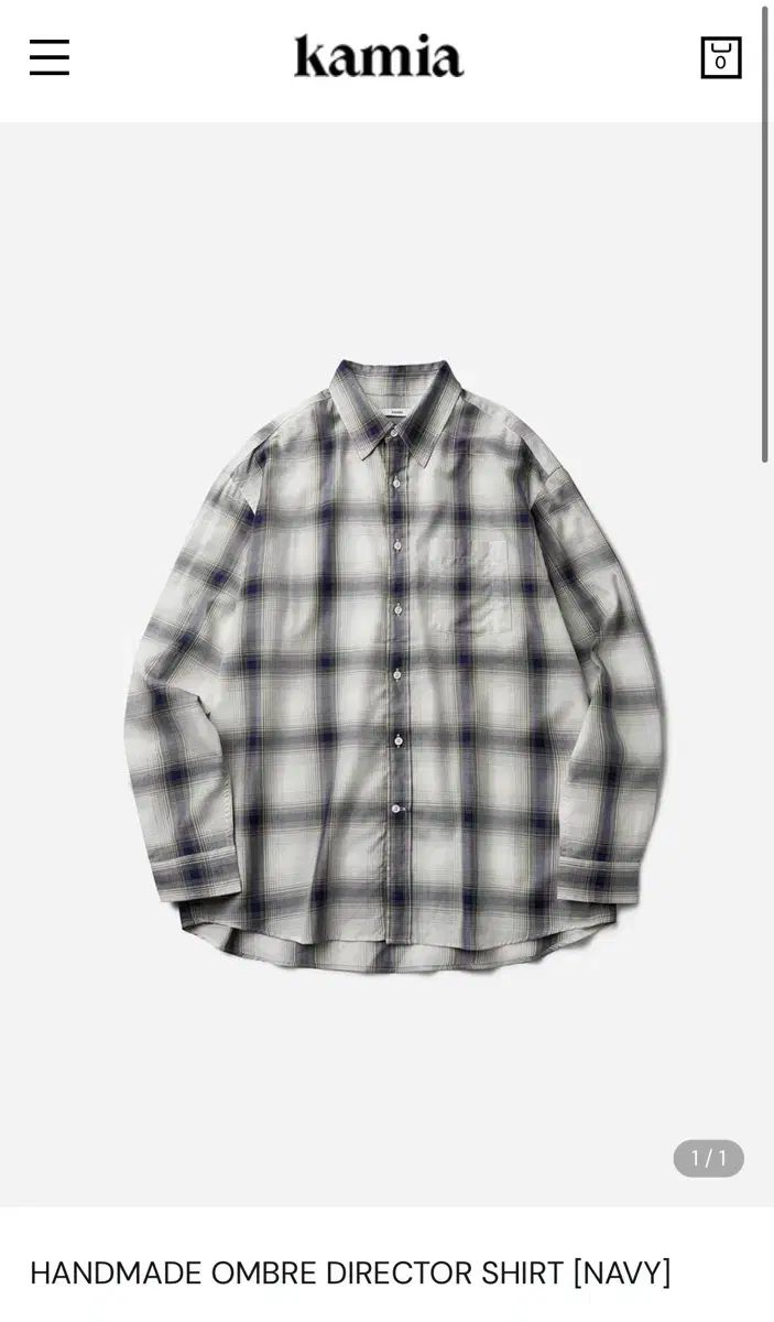 カミヤ オンブレ シャツ ネイビー XLサイズ
