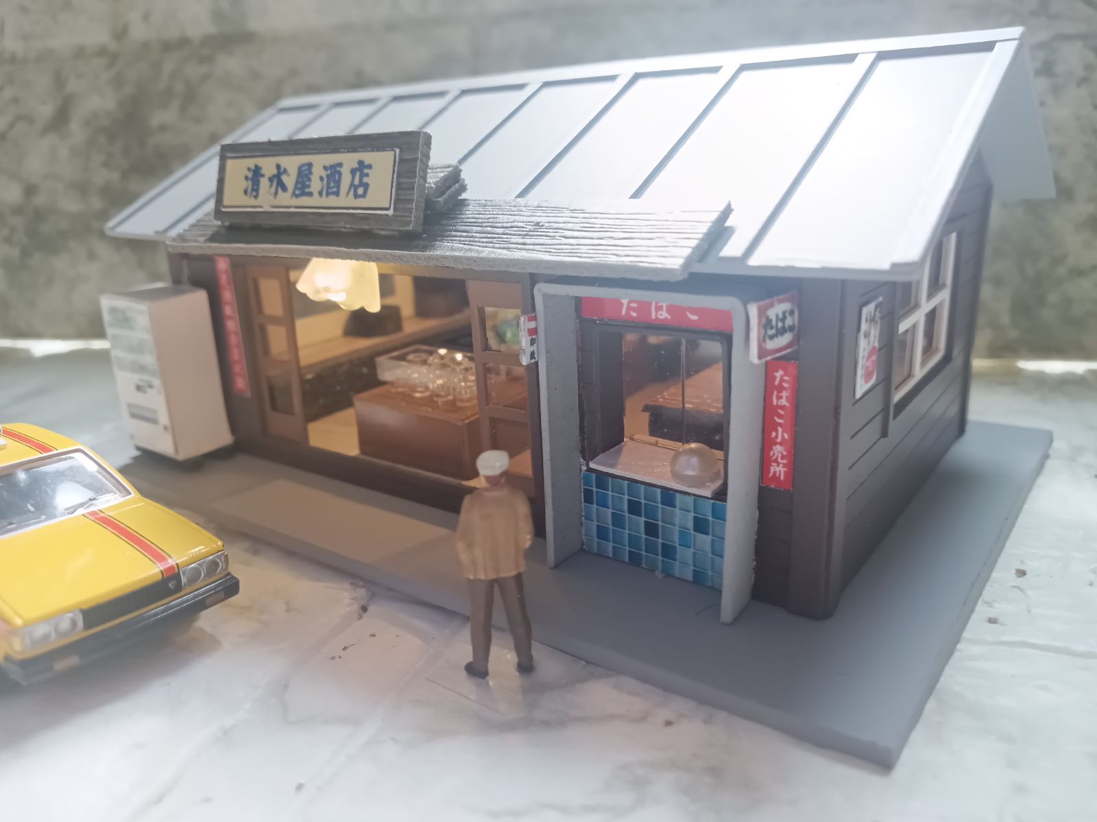 HOゲージ 酒屋さん 夜景 木造ストラクチャー 1 80