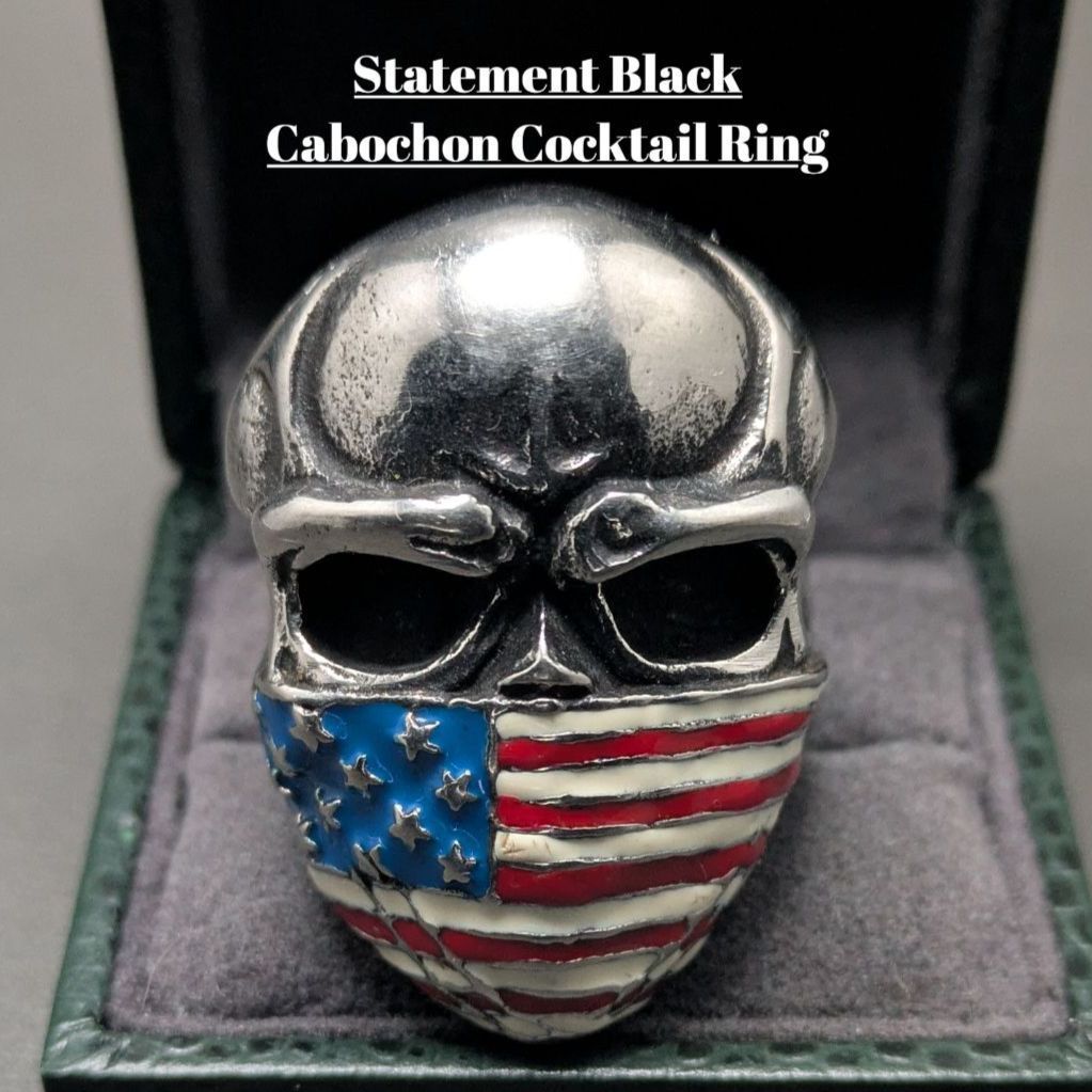 アメリカ国旗 スカルリング 星条旗マスク USA 30号 34.1g シルバー