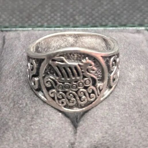 英国 イギリス スターリングシルバー925 ヴィンテージ シグネットリング北欧船