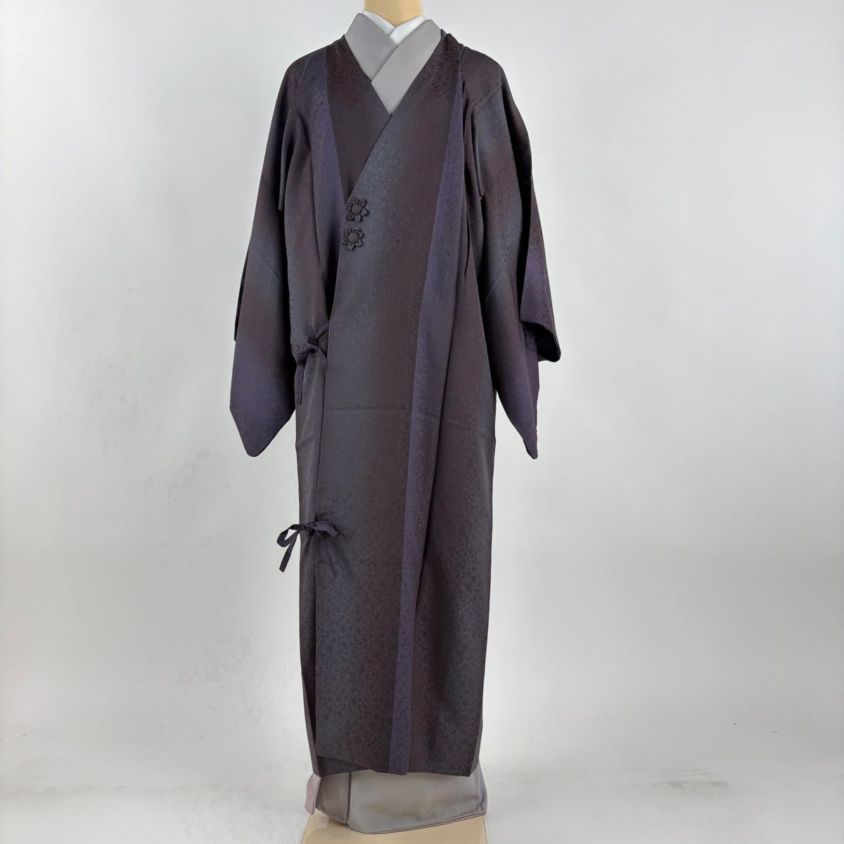 美品】 道中着 身丈127cm 裄丈66cm M 和装コート リバーシブル 地紋 縦